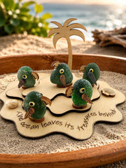 Personalized Parrot Island™ | Genuine Sea Glass Parrots | Tropical Beach Decor | Custom Family Gift | Caribbean Sea Glass