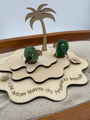 Personalized Parrot Island™ | Genuine Sea Glass Parrots | Tropical Beach Decor | Custom Family Gift | Caribbean Sea Glass