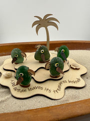 Personalized Parrot Island™ | Genuine Sea Glass Parrots | Tropical Beach Decor | Custom Family Gift | Caribbean Sea Glass