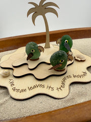 Personalized Parrot Island™ | Genuine Sea Glass Parrots | Tropical Beach Decor | Custom Family Gift | Caribbean Sea Glass