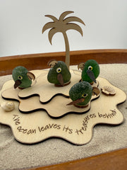Personalized Parrot Island™ | Genuine Sea Glass Parrots | Tropical Beach Decor | Custom Family Gift | Caribbean Sea Glass