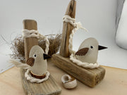 Sea Glass Shorebird on Driftwood - Coastal Beach Decor - Handmade Seaglass Bird Sculpture - Nautical Shelf Decor - Beach Hous