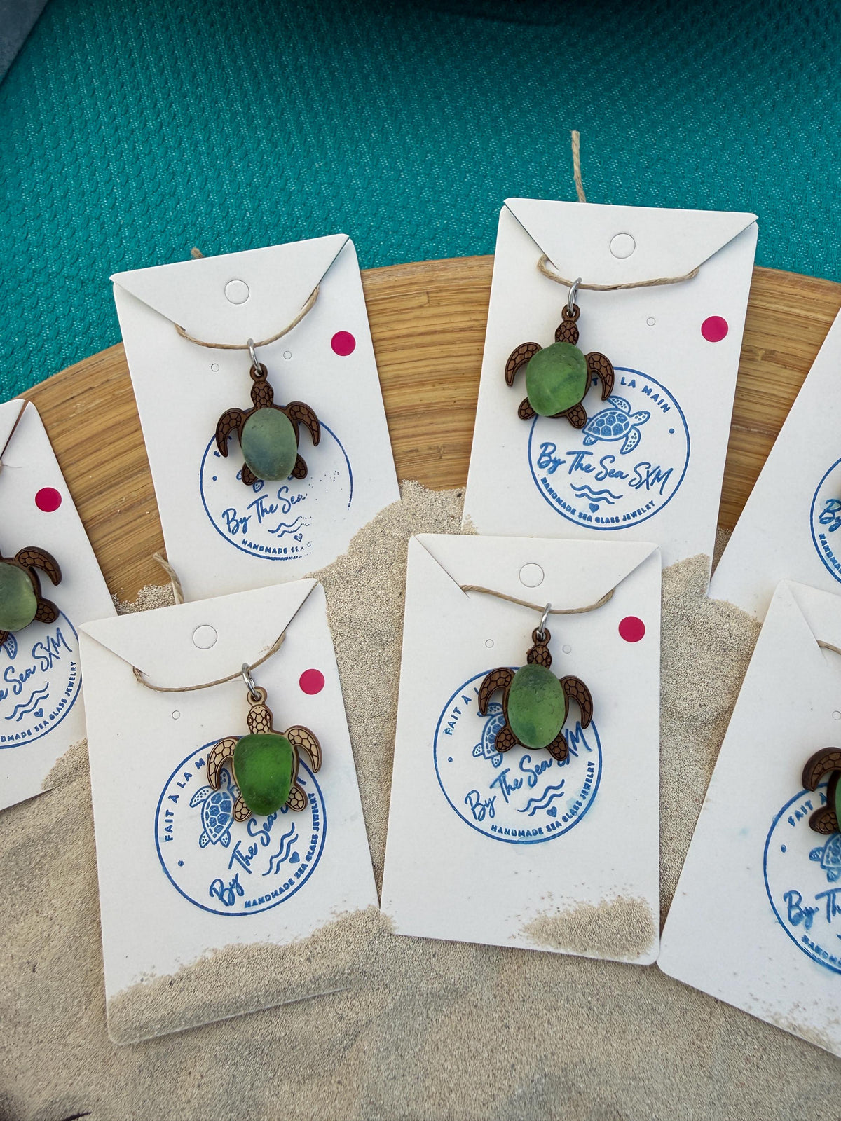 Genuine Sea Glass Turtle Necklace, Laser Engraved Wood Sea Turtle Pendant, Caribbean Beach Jewelry,  Coastal Gift