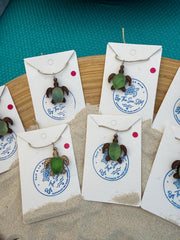 Genuine Sea Glass Turtle Necklace, Laser Engraved Wood Sea Turtle Pendant, Caribbean Beach Jewelry,  Coastal Gift