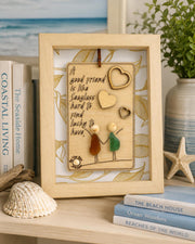 Sea Glass Friend Gift, Coastal Shelf Decor, Beach House Tabletop Decor, Handmade Friendship Keepsake