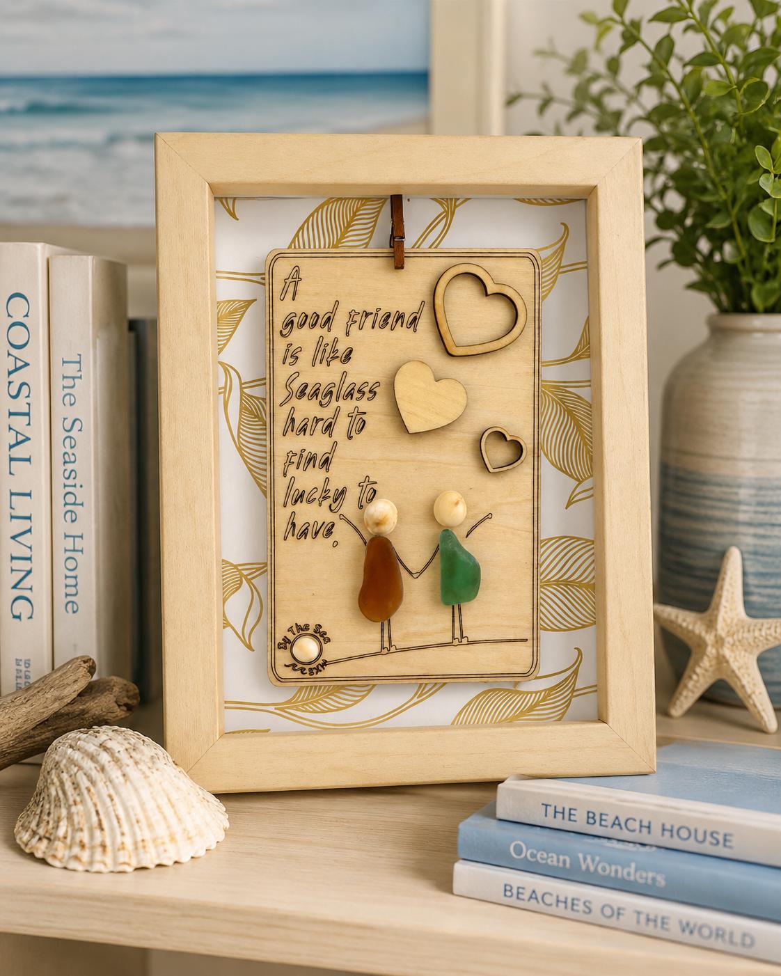 Sea Glass Friend Gift, Coastal Shelf Decor, Beach House Tabletop Decor, Handmade Friendship Keepsake