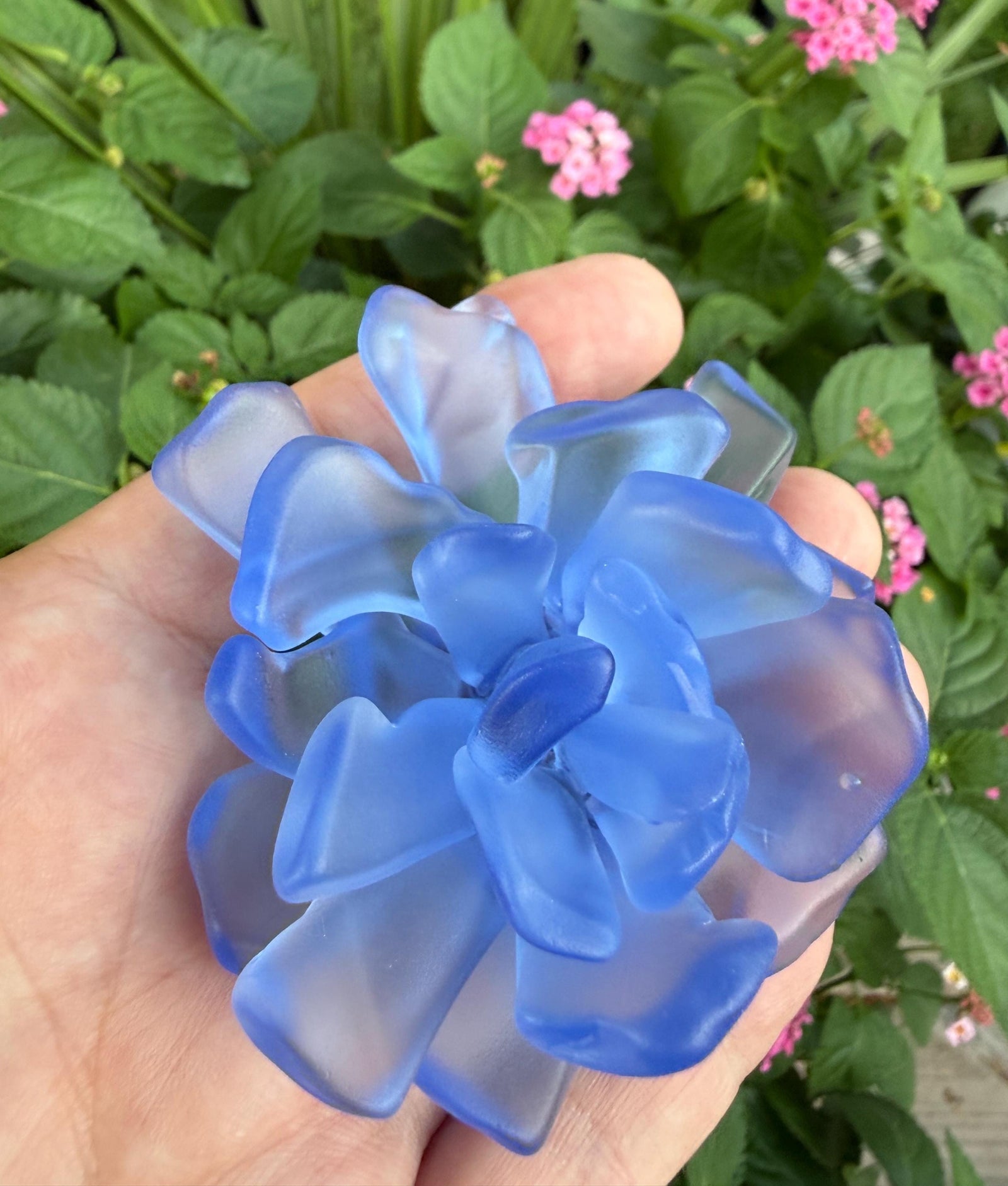 Sea Bloom Succulents™ – Handcrafted Coastal Glass Succulent Decor, Frosted Blue & White Glass, Beach House Decor