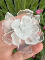 Sea Bloom Succulents™ – Handcrafted Coastal Glass Succulent Decor, Frosted Blue & White Glass, Beach House Decor