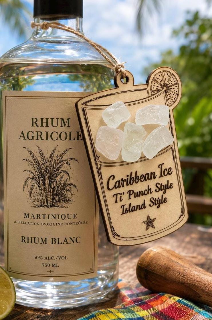Caribbean Ice Cocktail Ornament Set, Real Sea Glass Christmas Ornaments, Mojito Piña Colada Ti Punch Pain Killer Decor