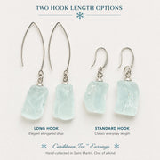 Caribbean Ice™ Genuine Sea Glass Earrings, Tempered Ocean Glass Earrings, Coastal Dangle Earrings, Boho Beach Jewelry, Unique