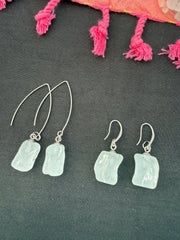 Caribbean Ice™ Genuine Sea Glass Earrings, Tempered Ocean Glass Earrings, Coastal Dangle Earrings, Boho Beach Jewelry, Unique