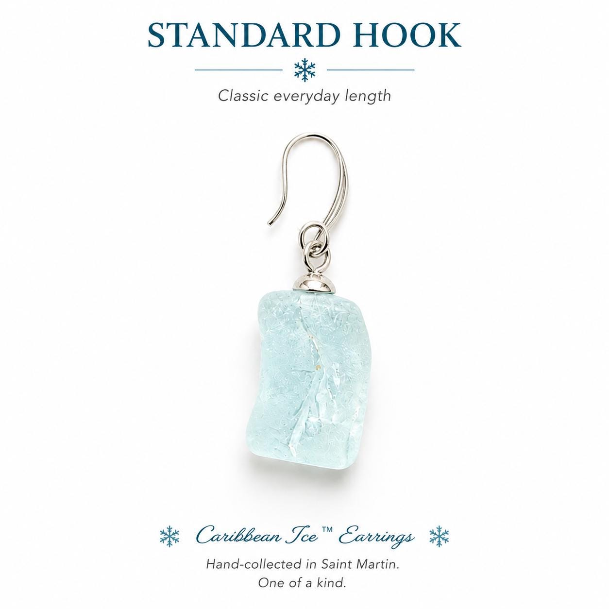 Caribbean Ice™ Genuine Sea Glass Earrings, Tempered Ocean Glass Earrings, Coastal Dangle Earrings, Boho Beach Jewelry, Unique