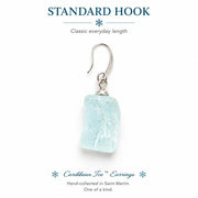 Caribbean Ice™ Genuine Sea Glass Earrings, Tempered Ocean Glass Earrings, Coastal Dangle Earrings, Boho Beach Jewelry, Unique