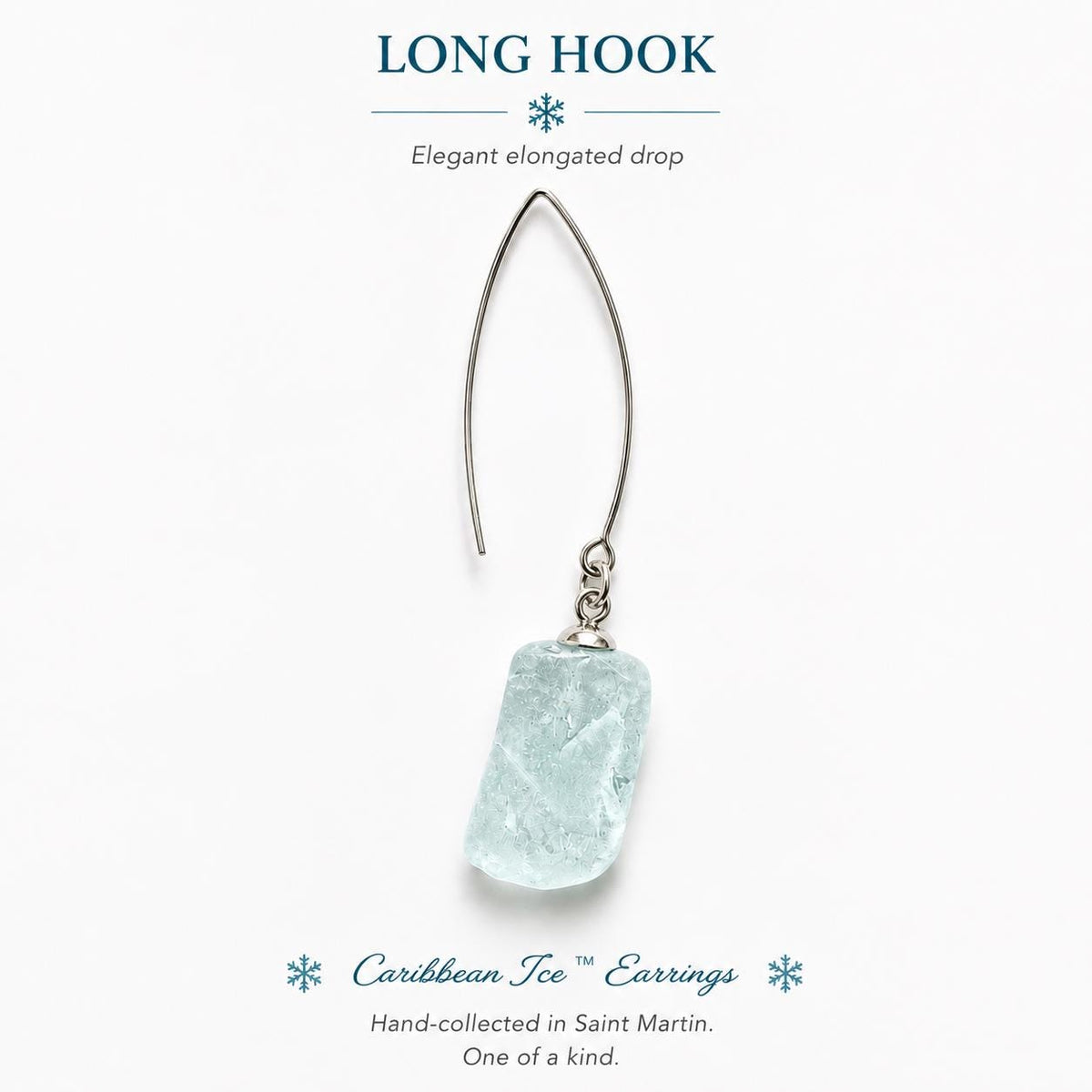 Caribbean Ice™ Genuine Sea Glass Earrings, Tempered Ocean Glass Earrings, Coastal Dangle Earrings, Boho Beach Jewelry, Unique