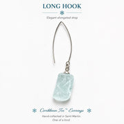 Caribbean Ice™ Genuine Sea Glass Earrings, Tempered Ocean Glass Earrings, Coastal Dangle Earrings, Boho Beach Jewelry, Unique