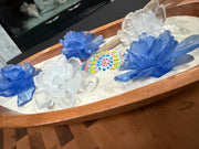 Sea Bloom Succulents™ – Handcrafted Coastal Glass Succulent Decor, Frosted Blue & White Glass, Beach House Decor