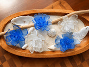 Sea Bloom Succulents™ – Handcrafted Coastal Glass Succulent Decor, Frosted Blue & White Glass, Beach House Decor