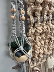 Tidal Falls™ Large Coastal Fiber Art, Mixed Media Wall Hanging | Driftwood Macrame with Shells | One of a Kind Beach House Decor