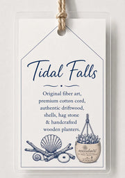 Tidal Falls™ Large Coastal Fiber Art, Mixed Media Wall Hanging | Driftwood Macrame with Shells | One of a Kind Beach House Decor