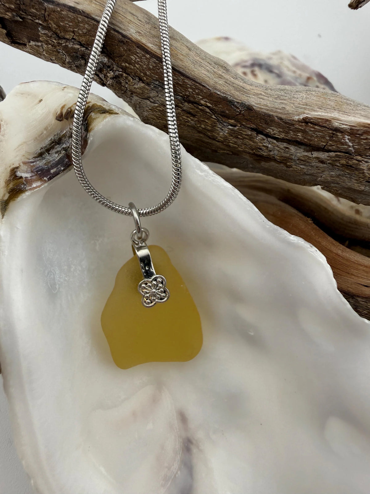 Rare Authentic Caribbean Sunshine Sea Glass Necklace – Butter Yellow – Honey Butter & Butter Kiss