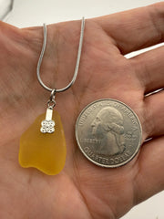 Rare Authentic Caribbean Sunshine Sea Glass Necklace – Butter Yellow – Honey Butter & Butter Kiss