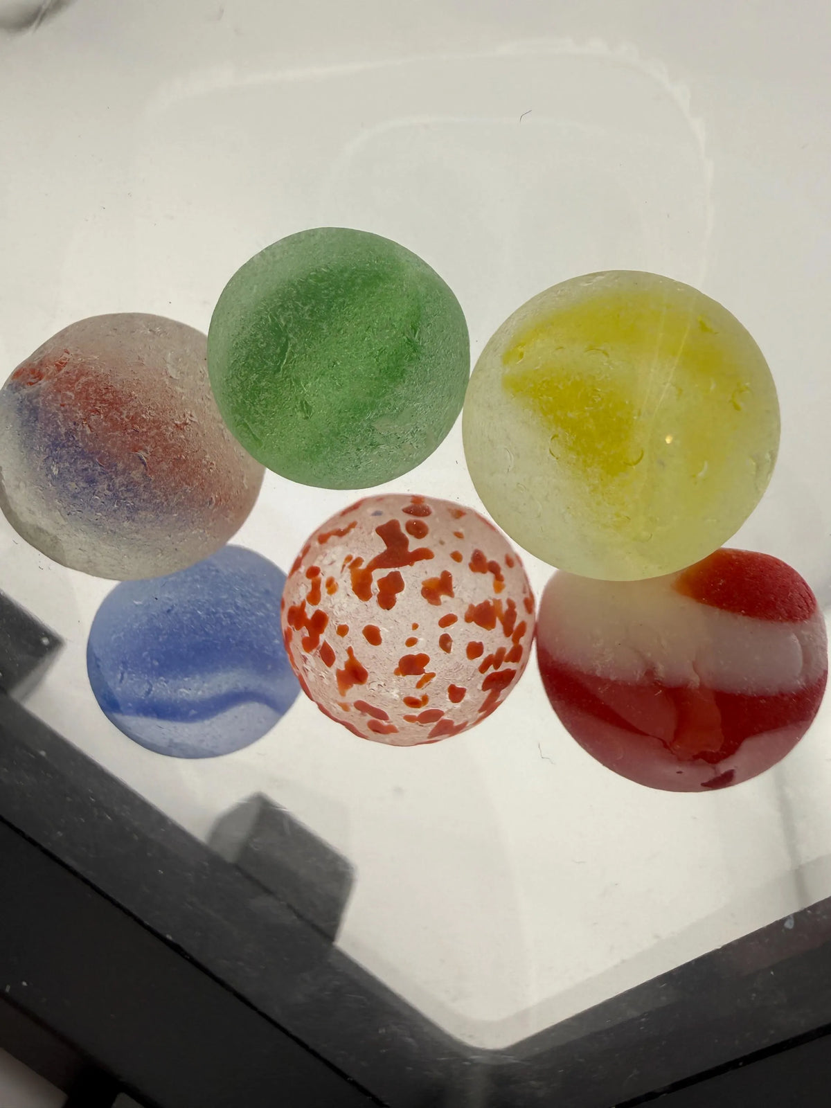 Rare Sea Glass Collector Marbles – Caribbean Rainbow Set of 6 – Perfectly Imperfect Sea Finds– Genuine Sea Found Glass Marble Collection