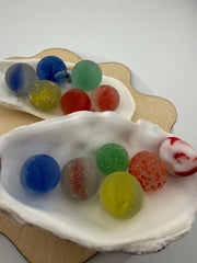 Rare Sea Glass Collector Marbles – Caribbean Rainbow Set of 6 – Perfectly Imperfect Sea Finds– Genuine Sea Found Glass Marble Collection