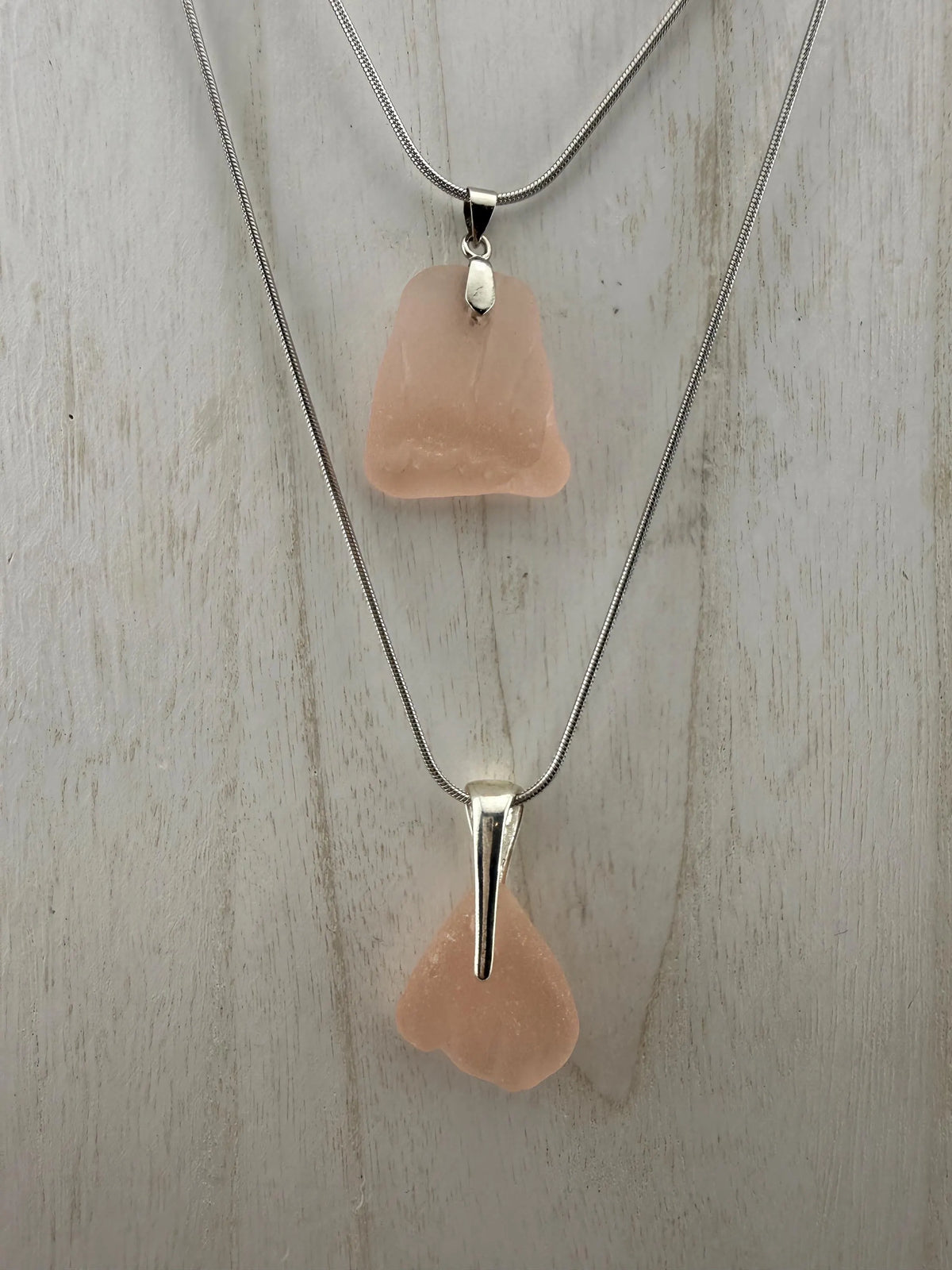 Pretty in Pink – Rare Blush Pink Authentic Caribbean Sea Glass Necklaces, Ocean Jewelry