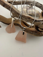 Pretty in Pink – Rare Blush Pink Authentic Caribbean Sea Glass Necklaces, Ocean Jewelry