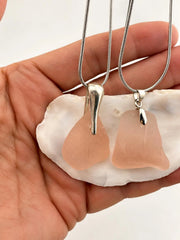 Pretty in Pink – Rare Blush Pink Authentic Caribbean Sea Glass Necklaces, Ocean Jewelry