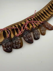 Gingerbread Sea Glass Ornament Set – Genuine Caribbean Sea Glass Christmas Ornaments – Handmade Gingerbread Couple – Set of 2
