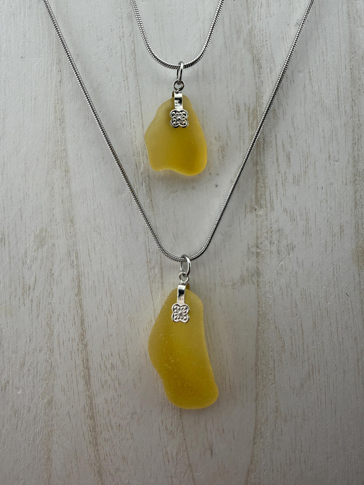 Rare Authentic Caribbean Sunshine Sea Glass Necklace – Butter Yellow – Honey Butter & Butter Kiss