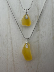 Rare Authentic Caribbean Sunshine Sea Glass Necklace – Butter Yellow – Honey Butter & Butter Kiss
