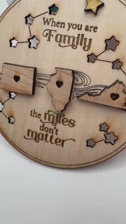 Etsy video 1789774972-1 | Personalized Wooden Family Ornament, Across the Miles (Christmas) Gift