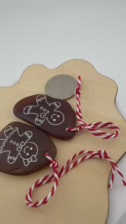 Gingerbread Sea Glass Ornament Set – Genuine Caribbean Sea Glass Christmas Ornaments – Handmade Gingerbread Couple – Set of 2