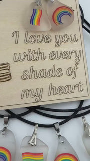 Etsy video 4370765886-1 | Rainbow Sea Glass Pendant: LGBTQ+ Pride Jewelry, Engraved Quote Plaque
