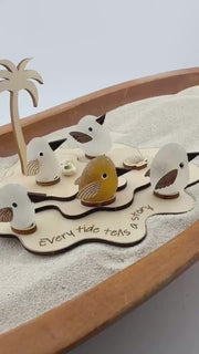 Etsy video 4542891696-2 | Personalized Shorebird IslandT | Genuine Sea Glass Bird Family | Custom Beach Decor | Family Keepsake | Add More Birds Anytime