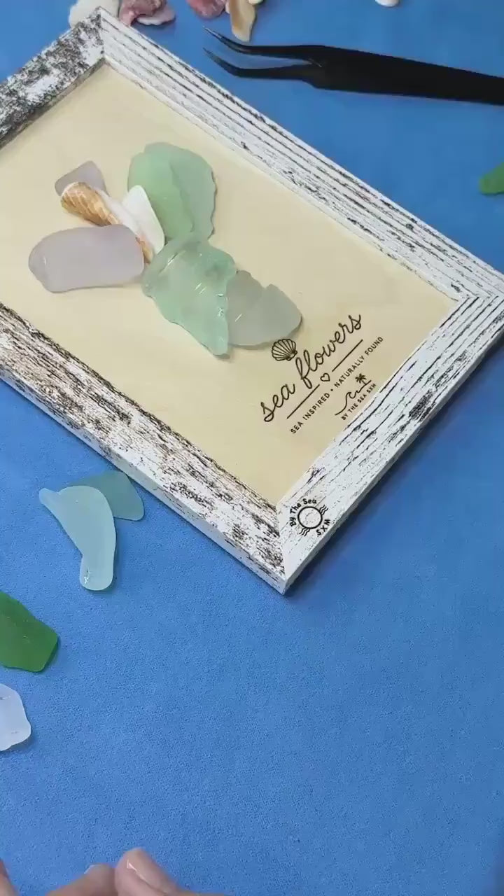 Etsy video 4516544361-2 | Sea Flowers Sea Glass Art Therapy, Authentic Caribbean Sea Glass Bouquet, Coastal Beach Decor, Framed or Kit Handmade Sea Glass Flowers