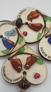 Etsy video 1785368065-1 | Sea Glass Love Birds Ornament - Handmade Coastal Wedding or Christmas Gift