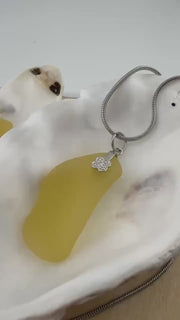 Rare Authentic Caribbean Sunshine Sea Glass Necklace – Butter Yellow – Honey Butter & Butter Kiss