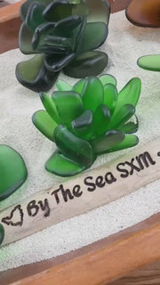 Etsy video 4321352879-2 | SeacculentsT Authentic Caribbean Sea Glass Succulent in Engraved Wooden Pot | Coastal Desk Decor | Beach House Gift | Saint Martin Sea Glass
