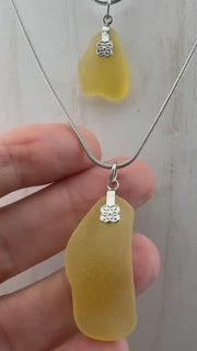 Rare Authentic Caribbean Sunshine Sea Glass Necklace – Butter Yellow – Honey Butter & Butter Kiss