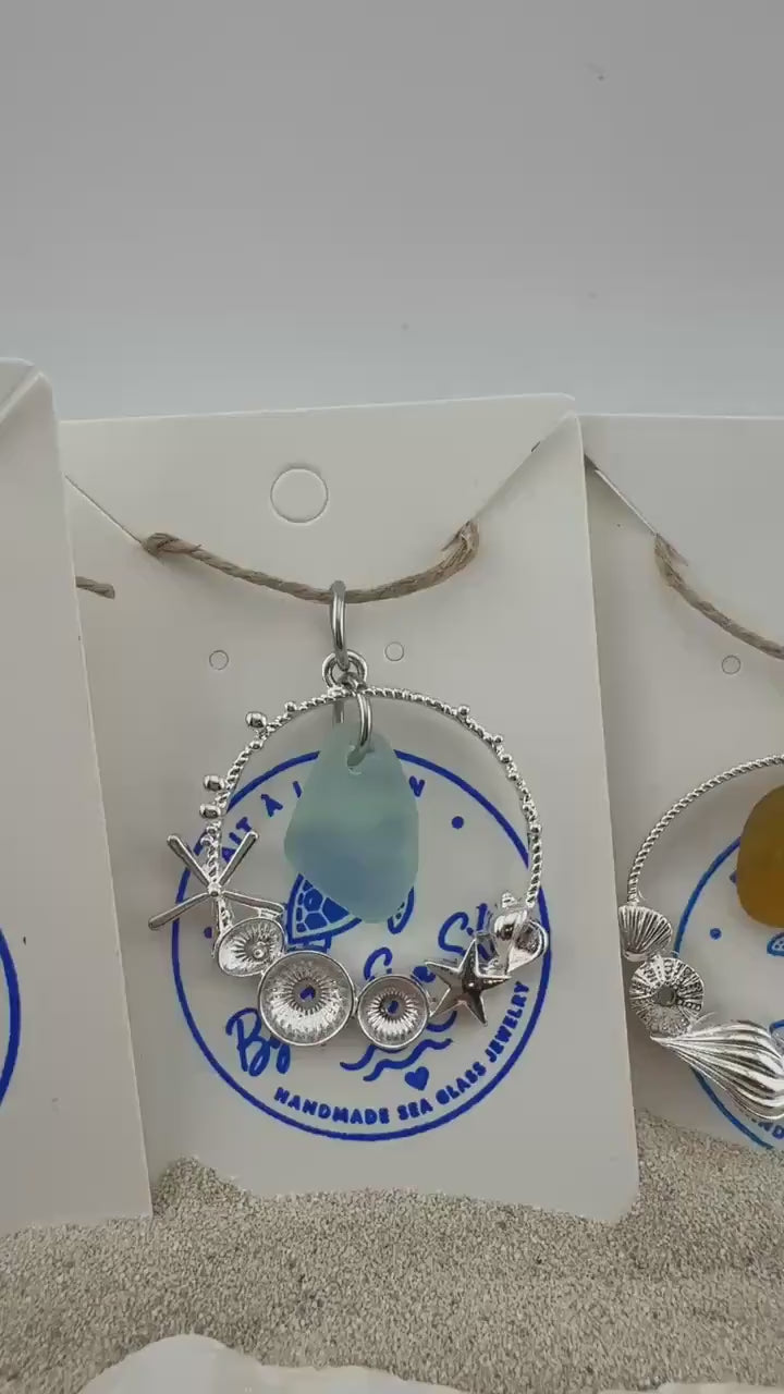 Genuine Caribbean Sea Glass Necklace, Ocean Pendant, Silver Coastal Jewelry, Beach Necklace, Saint Martin Sea Glass, Nautical Gift