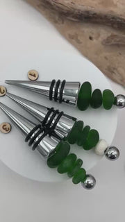 Etsy video 4313896692-1 | Caribbean Sea Glass Wine Stopper: Handmade Beach Lover Friend, Holiday Hottess Gift