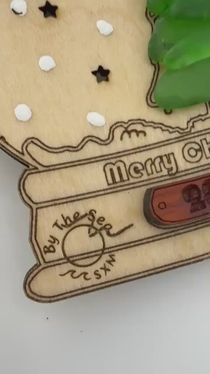 Etsy video 1848329631-2 | Sea Glass Christmas Ornament 2026 - Handmade Wood Snow Globe, Personalized