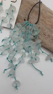 Etsy video 4313579273-1 | Caribbean Sea Glass Necklace & Earring Set: Knotted Pendant, Upcycled Ocean Jewelry