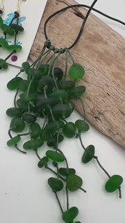 Etsy video 4313565256-1 | Caribbean Green Sea Glass Goddess Necklace & Earrings Set: Knotted Upcycled Jewelry