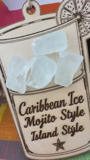 Etsy video 4515359728-2 | Caribbean Ice Cocktail Ornament Set, Real Sea Glass Christmas Ornaments, Mojito Pi�a Colada Ti Punch Pain Killer Decor