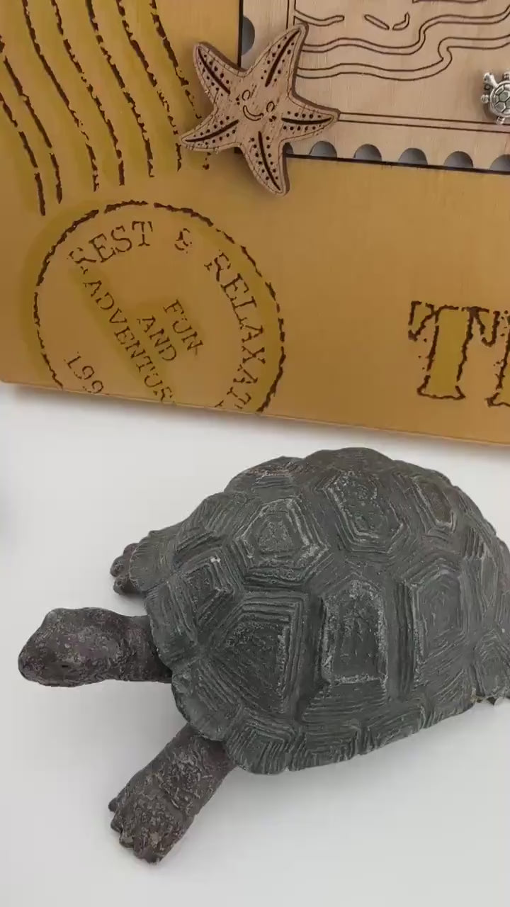 Etsy video 4350837991-2 | Sea Glass Palm Tree & Turtles Coastal Art - Framed Vintage Travel Scene