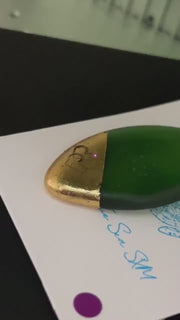 Etsy video 1760670142-1 | Kelly Green Sea Glass Pendant - Gold Leaf, Double Heart Necklace